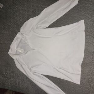 ALO Yoga White Fitted Long Sleeve Polo Button Down